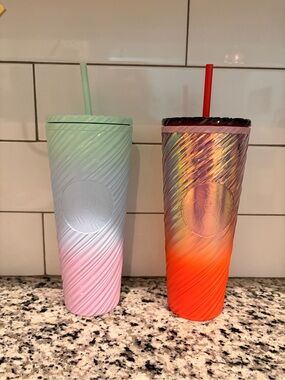 Starbucks Gradient Swirl Tumbler — Mint & Coral